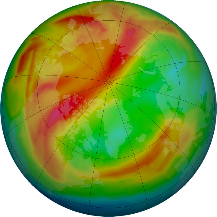 Arctic ozone map for 09 February 2014